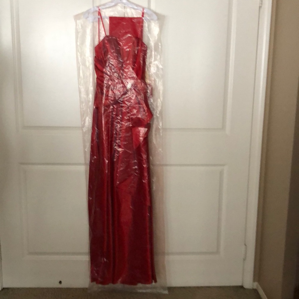 Cinderella Strapless Red Bridesmaid Prom Gown - Picture 8 of 10
